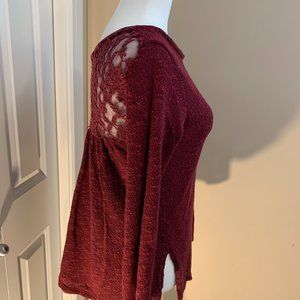 AEO Red/Burgundy Top, lace back, Small